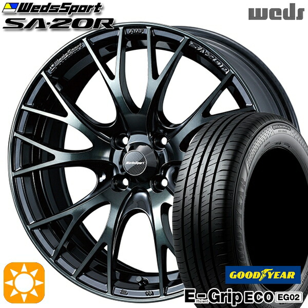 【取付対象】175/55R15 77V グッドイヤー エフィシェントグリップ EG02 Weds ウェッズスポーツ SA20R WBC(ウォースブラッククリアー) 15インチ 6.0J 4H100 サマータイヤホイールセット