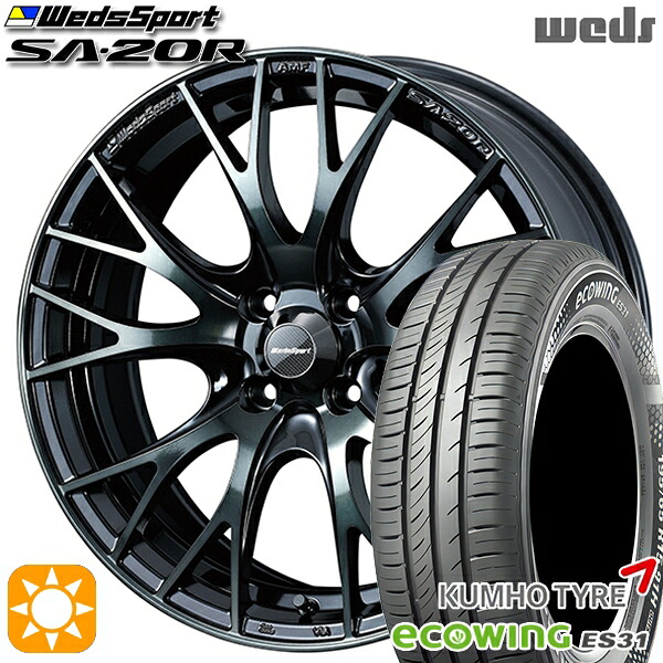 【取付対象】165/65R15 81H クムホ エコウィング ES31 Weds ウェッズスポーツ SA20R WBC(ウォースブラッククリアー) 15インチ 5.0J 4H100 サマータイヤホイールセット |エムオートギャラリー