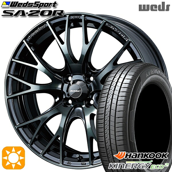 【取付対象】165/50R16 77V XL ハンコック KlnERGy ECO2 K435 Weds ウェッズスポーツ SA20R WBC（ウォースブラッククリアー） 16インチ 5.0J 4H100 サマータイヤホイールセット ｜エムオートギャラリー