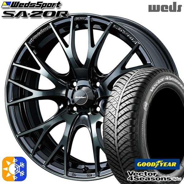 175/60R16 82H グッドイヤー ベクター フォーシーズンズ Weds ウェッズスポーツ SA20R 16インチ 6.5J 4H100 WBC(ウォースブラッククリアー) オールシーズンタイヤホイールセット