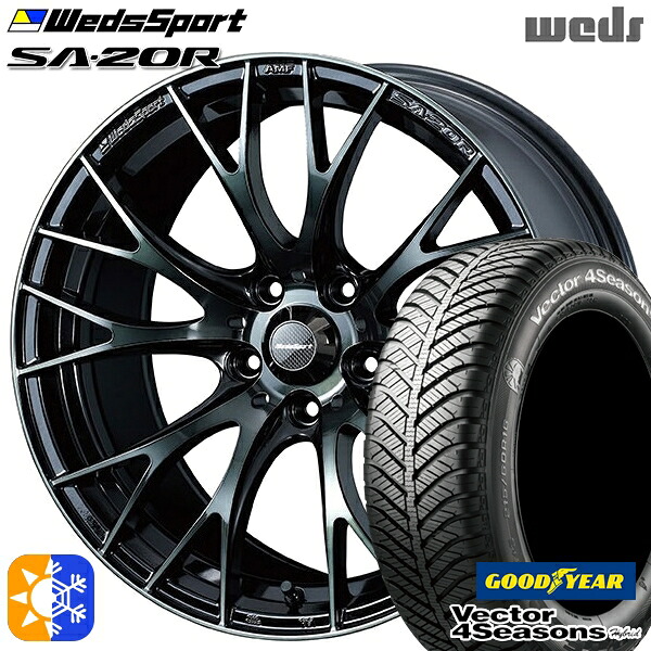 225/45R18 91H グッドイヤー ベクター フォーシーズンズ Weds ウェッズスポーツ SA20R 18インチ 7.5J 5H114.3 WBC(ウォースブラッククリアー) オールシーズンタイヤホイールセット |エムオートギャラリー