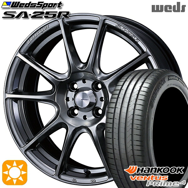 【取付対象】195/50R16 88V XL ハンコック veNtus PRime4 K135 Weds ウェッズスポーツ SA25R PSB (プラチナシルバーブラック) 16インチ 6.5J 4H100 サマータイヤホイールセット |エムオートギャラリー