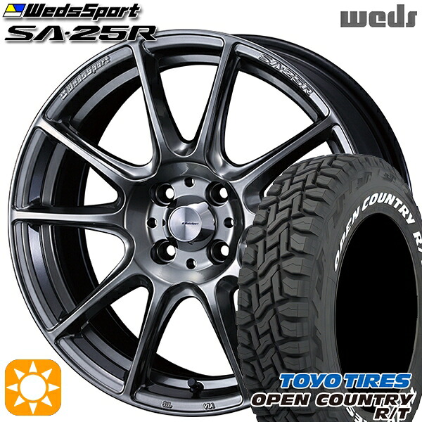 【取付対象】タフト 165/65R15 81Q トーヨー オープンカントリー R/T ホワイトレター Weds ウェッズスポーツ SA25R PSB (プラチナシルバーブラック) 15インチ 5.0J 4H100 サマータイヤホイールセット |エムオートギャラリー