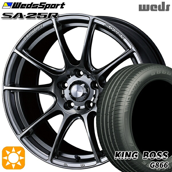【取付対象】245/40R19 98W XL キングボス G866 Weds ウェッズスポーツ SA25R PSB (プラチナシルバーブラック) 19インチ 8.0J 5H114.3 サマータイヤホイールセット ｜エムオートギャラリー
