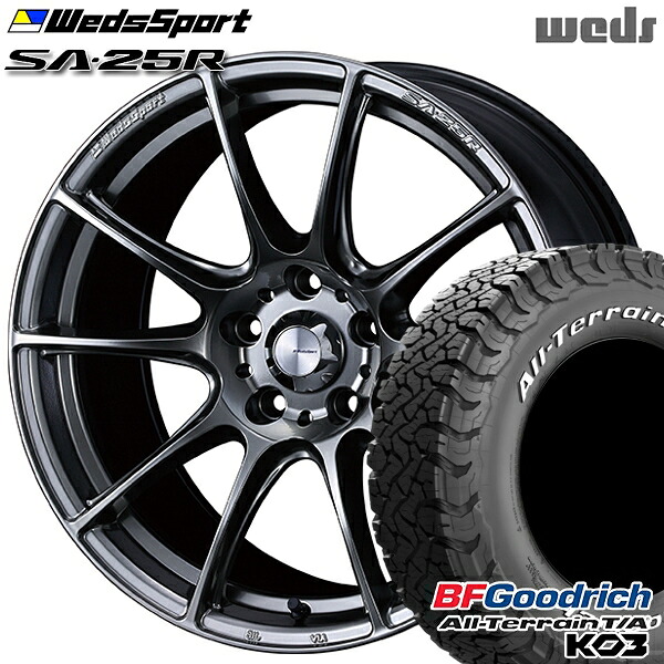 【取付対象】225/70R16 102/99S RWL BFグッドリッチ オールテレーン T/A KO3 Weds ウェッズスポーツ SA25R PSB (プラチナシルバーブラック) 16インチ 7.0J 5H114.3 サマータイヤホイールセット