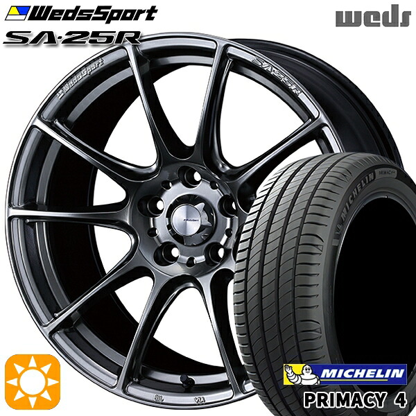 【取付対象】マークX レクサスIS 235/40R19 96W XL VOL ミシュラン プライマシー4 Weds ウェッズスポーツ SA25R PSB (プラチナシルバーブラック) 19インチ 8.0J 5H114.3 サマータイヤホイールセット