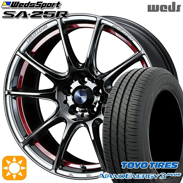 【取付対象】225/45R18 91W トーヨー ナノエナジー3プラス Weds ウェッズスポーツ SA25R RLC (レッドライトクローム) 18インチ 8.0J 5H114.3 サマータイヤホイールセット ｜エムオートギャラリー
