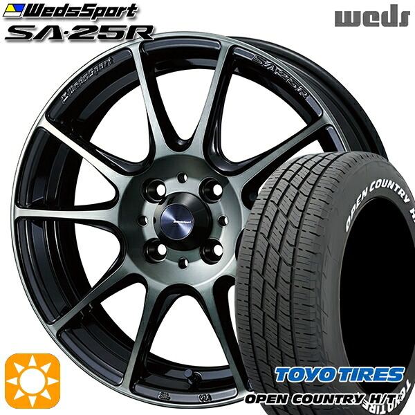 【取付対象】フィット アクア 185/60R15 84H トーヨー オープンカントリー H/T2 WL Weds ウェッズスポーツ SA25R WBC (ウォースブラッククリアー) 15インチ 6.0J 4H100 サマータイヤホイールセット ｜エムオートギャラリー
