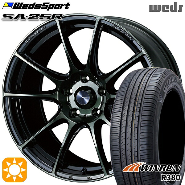 【取付対象】エスティマ ヤリスクロス 215/60R16 95H ウィンラン R380 Weds ウェッズスポーツ SA25R WBC (ウォースブラッククリアー) 16インチ 7.0J 5H114.3 サマータイヤホイールセット |エムオートギャラリー
