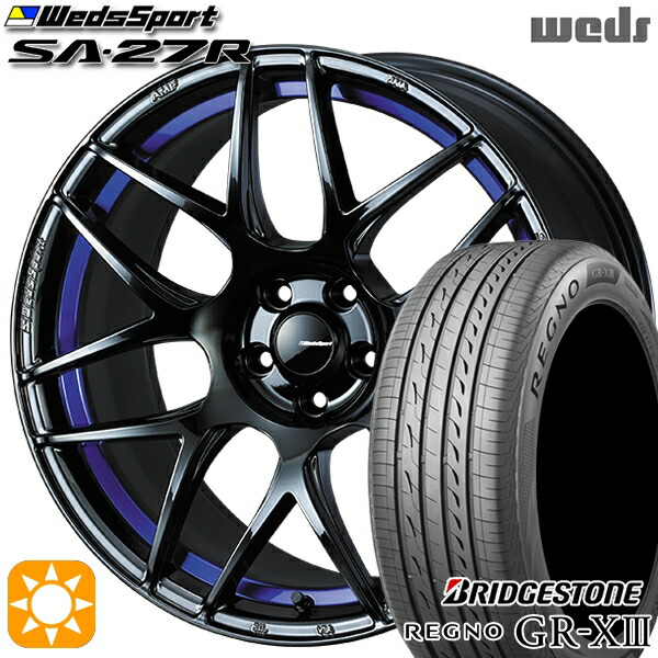 【取付対象】アクア ヤリス 195/45R17 81W ブリヂストン レグノ GR-X3 Weds ウェッズスポーツ SA27R BLC2（ブルーライトクロームツー） 17インチ 6.5J 4H100 サマータイヤホイールセット ｜エムオートギャラリー