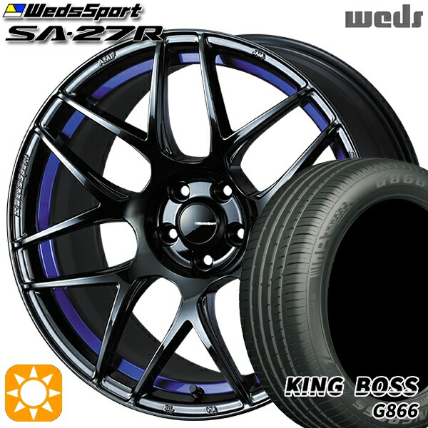 【取付対象】225/45R18 95W XL キングボス G866 Weds ウェッズスポーツ SA27R BLC2（ブルーライトクロームツー） 18インチ 7.5J 5H114.3 サマータイヤホイールセット