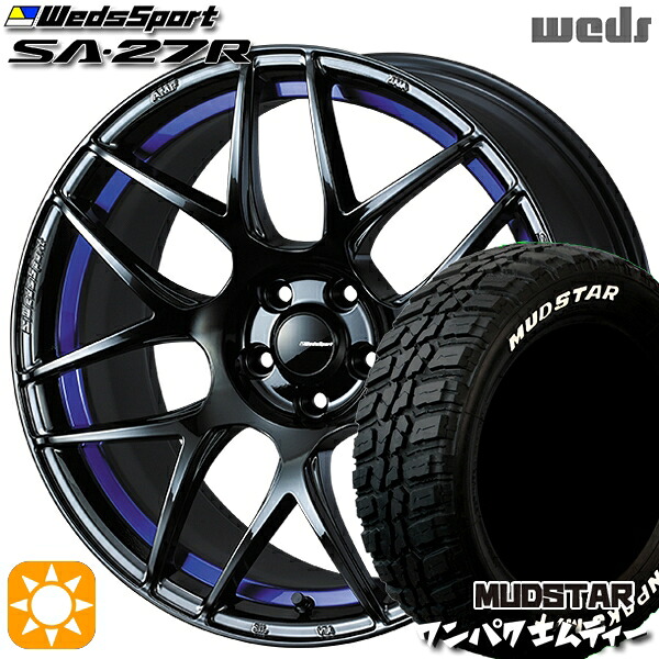 【取付対象】225/55R18 98T WL マッドスター ワンパク M/T ホワイトレター Weds ウェッズスポーツ SA27R BLC2（ブルーライトクロームツー） 18インチ 7.5J 5H114.3 サマータイヤホイールセット