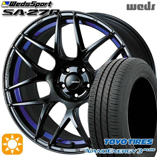 【取付対象】225/45R18 91W トーヨー ナノエナジー3プラス Weds ウェッズスポーツ SA27R BLC2（ブルーライトクロームツー） 18インチ 7.5J 5H114.3 サマータイヤホイールセット