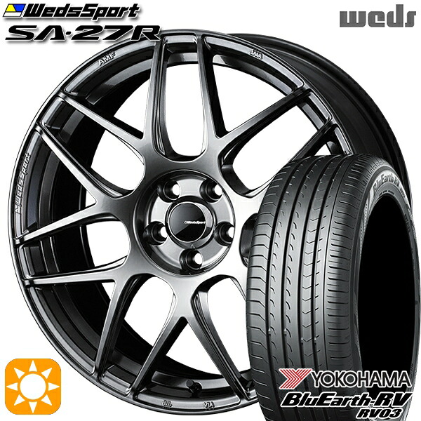 【取付対象】175/60R16 82H ヨコハマ ブルーアース RV03 Weds ウェッズスポーツ SA27R PSB(プラチナシルバーブラック) 16インチ 6.5J 4H100 サマータイヤホイールセット |エムオートギャラリー