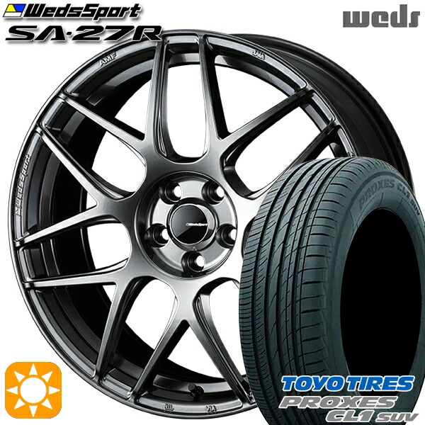 【取付対象】225/55R18 98V トーヨー プロクセス CL1 SUV Weds ウェッズスポーツ SA27R PSB（プラチナシルバーブラック） 18インチ 7.5J 5H114.3 サマータイヤホイールセット
