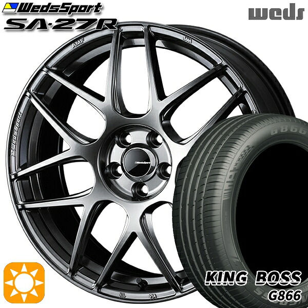 【取付対象】225/45R18 95W XL キングボス G866 Weds ウェッズスポーツ SA27R PSB(プラチナシルバーブラック) 18インチ 7.5J 5H114.3 サマータイヤホイールセット |エムオートギャラリー