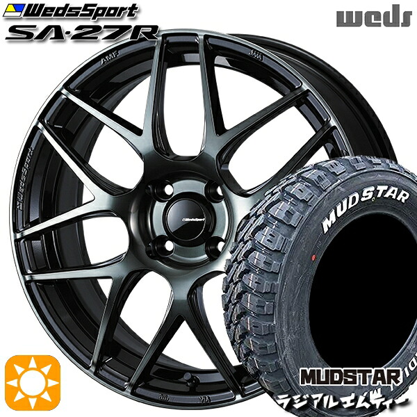 【取付対象】195/65R15 91T マッドスター ラジアル M/T ホワイトレター Weds ウェッズスポーツ SA27R WBC（ウォースブラッククリアー） 15インチ 6.0J 4H100 サマータイヤホイールセット
