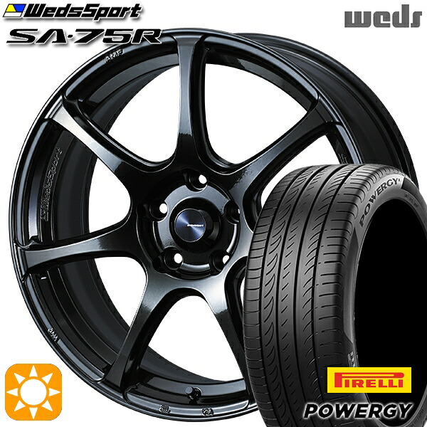 【取付対象】フィット アクア 185/60R15 84H ピレリ パワジー Weds ウェッズスポーツ SA75R HBCII (ハイパーブラッククリアツー 15インチ 6.0J 4H100 サマータイヤホイールセット |エムオートギャラリー