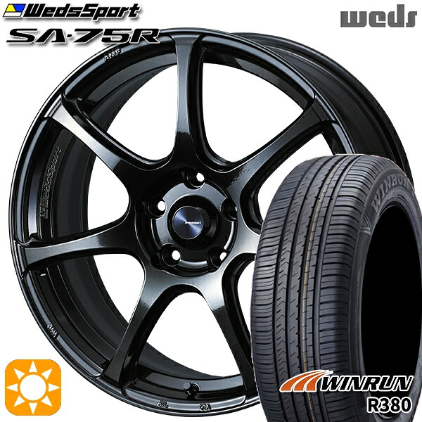 【取付対象】フィット アクア 175/65R15 84H ウィンラン R380 Weds ウェッズスポーツ SA75R HBCII (ハイパーブラッククリアツー 15インチ 6.0J 4H100 サマータイヤホイールセット