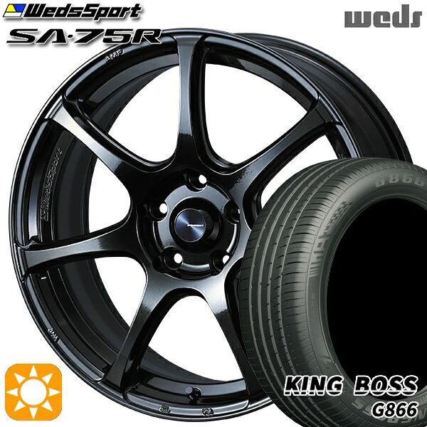 【取付対象】225/50R18 99W XL キングボス G866 Weds ウェッズスポーツ SA75R HBCII (ハイパーブラッククリアツー 18インチ 8.5J 5H114.3 サマータイヤホイールセット