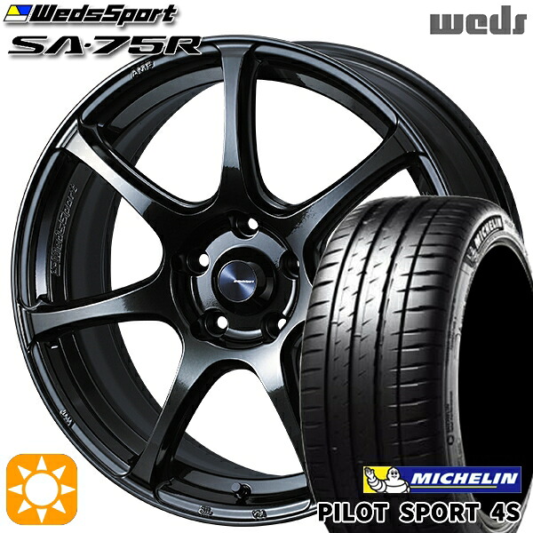 【取付対象】215/35R18 (84Y) XL ミシュラン パイロットスポーツ 4S Weds ウェッズスポーツ SA75R HBCII (ハイパーブラッククリアツー 18インチ 7.5J 5H114.3 サマータイヤホイールセット