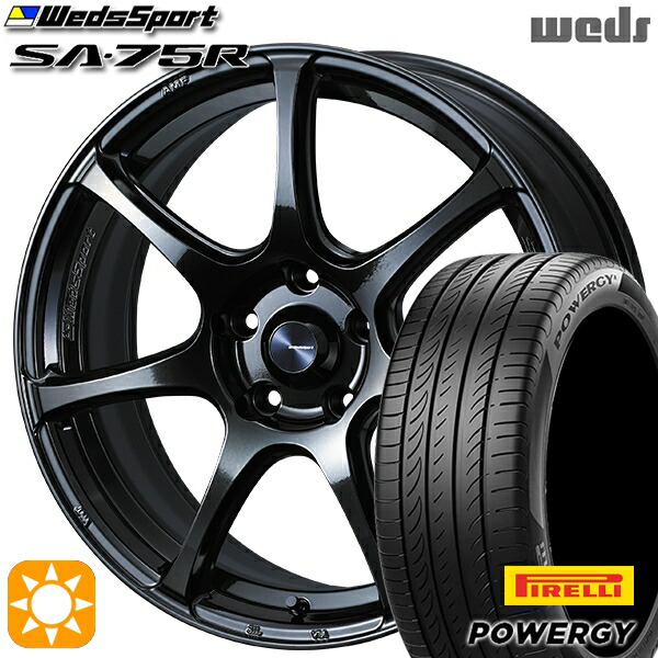 【取付対象】C-HR カローラクロス 215/60R17 96V ピレリ パワジー Weds ウェッズスポーツ SA75R HBCII (ハイパーブラッククリアツー 17インチ 7.0J 5H114.3 サマータイヤホイールセット