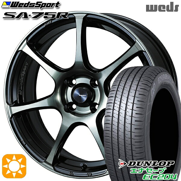 【取付対象】フィット アクア 175/65R15 84H ダンロップ エナセーブ EC204 Weds ウェッズスポーツ SA75R WBC (ウォースブラッククリアー) 15インチ 6.0J 4H100 サマータイヤホイールセット ｜エムオートギャラリー 67,815円