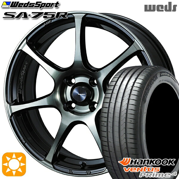 【取付対象】195/55R16 87V ハンコック veNtus PRime4 K135 Weds ウェッズスポーツ SA75R WBC (ウォースブラッククリアー) 16インチ 6.5J 4H100 サマータイヤホイールセット ｜エムオートギャラリー