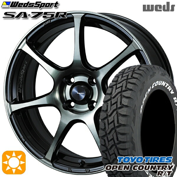 【取付対象】タフト 165/65R15 81Q トーヨー オープンカントリー R/T ホワイトレター Weds ウェッズスポーツ SA75R WBC (ウォースブラッククリアー) 15インチ 5.0J 4H100 サマータイヤホイールセット