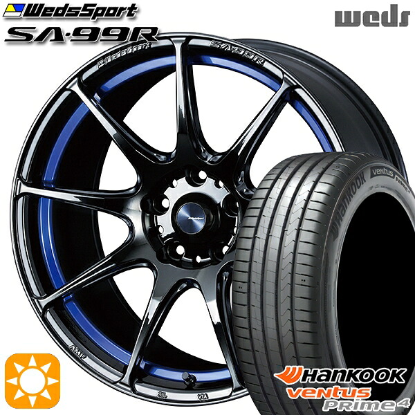 【取付対象】215/60R17 96V ハンコック veNtus PRime4 K135A Weds ウェッズスポーツ SA99R BLCII (ブルーライトクロームツー) 17インチ 7.5J 5H100 サマータイヤホイールセット |エムオートギャラリー