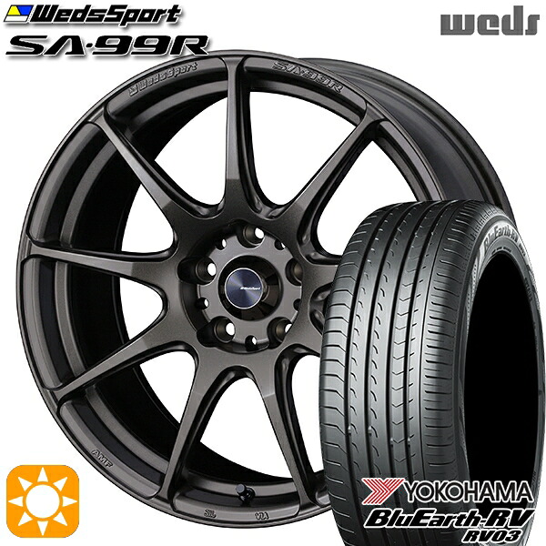 【取付対象】225/45R18 95W XL ヨコハマ ブルーアース RV03 Weds ウェッズスポーツ SA99R EJ-ブロンズ 18インチ 7.5J 5H114.3 サマータイヤホイールセット