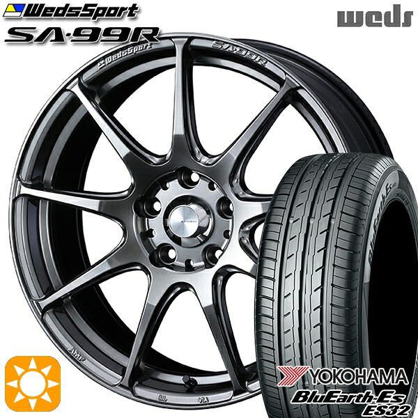 【取付対象】スイフト 215/40R17 87V XL ヨコハマ ブルーアース ES32 Weds ウェッズスポーツ SA99R PSB (プラチナシルバーブラック) 17インチ 6.5J 4H100 サマータイヤホイールセット