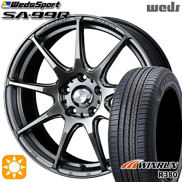 【取付対象】フィット アクア 175/65R15 84H ウィンラン R380 Weds ウェッズスポーツ SA99R PSB (プラチナシルバーブラック) 15インチ 6.0J 4H100 サマータイヤホイールセット