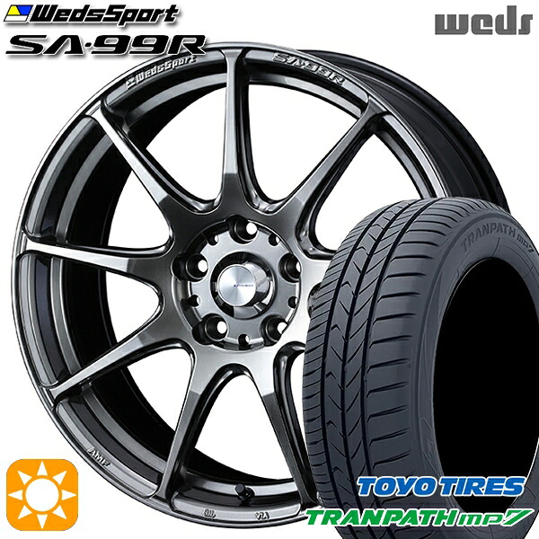 【取付対象】215/55R17 94V トーヨー トランパス mp7 Weds ウェッズスポーツ SA99R PSB (プラチナシルバーブラック) 17インチ 7.0J 5H114.3 サマータイヤホイールセット