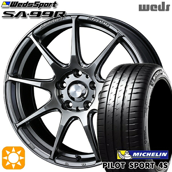 【取付対象】215/35R18 (84Y) XL ミシュラン パイロットスポーツ 4S Weds ウェッズスポーツ SA99R PSB (プラチナシルバーブラック) 18インチ 7.5J 5H114.3 サマータイヤホイールセット