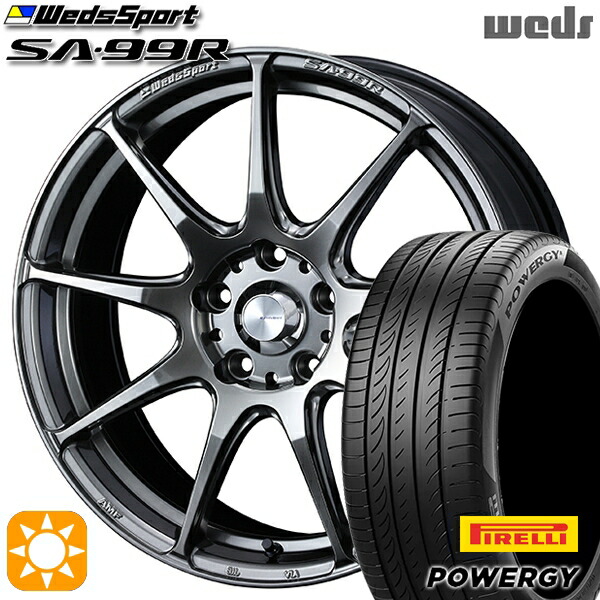 【取付対象】225/40R18 92W XL ピレリ パワジー Weds ウェッズスポーツ SA99R PSB (プラチナシルバーブラック) 18インチ 7.5J 5H114.3 サマータイヤホイールセット |エムオートギャラリー