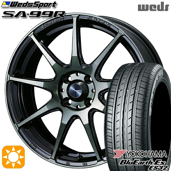 【取付対象】165/60R15 77H ヨコハマ ブルーアース ES32 Weds ウェッズスポーツ SA99R WBC（ウォースブラッククリアー） 15インチ 5.0J 4H100 サマータイヤホイールセット