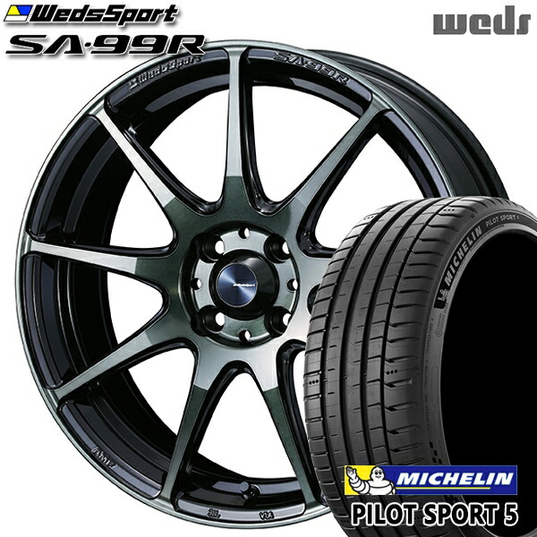 【取付対象】アクア ヤリス 205/40R17 84Y XL ミシュラン パイロットスポーツ5 Weds ウェッズスポーツ SA99R WBC（ウォースブラッククリアー） 17インチ 6.5J 4H100 サマータイヤホイールセット