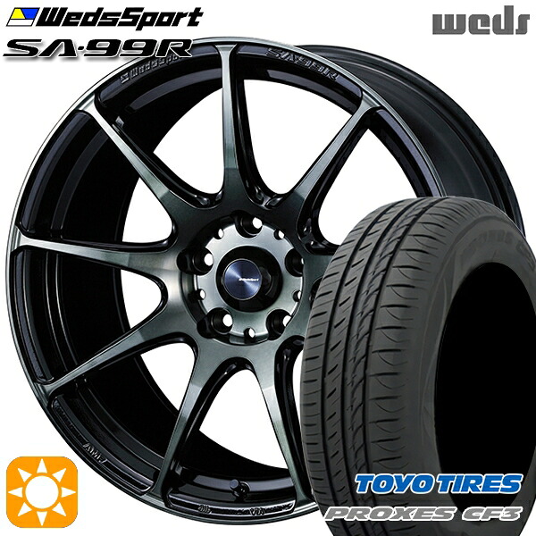 【取付対象】マークX スカイライン 225/45R18 95W XL トーヨー プロクセス CF3 Weds ウェッズスポーツ SA99R WBC（ウォースブラッククリアー） 18インチ 8.0J 5H114.3 サマータイヤホイールセット ｜エムオートギャラリー