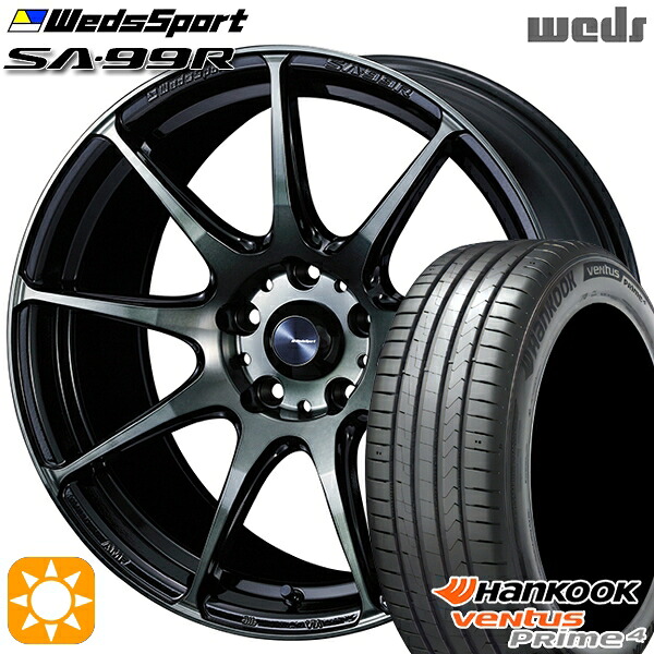 【取付対象】215/45R17 91W XL ハンコック veNtus PRime4 K135 Weds ウェッズスポーツ SA99R WBC(ウォースブラッククリアー) 17インチ 7.0J 5H100 サマータイヤホイールセット |エムオートギャラリー