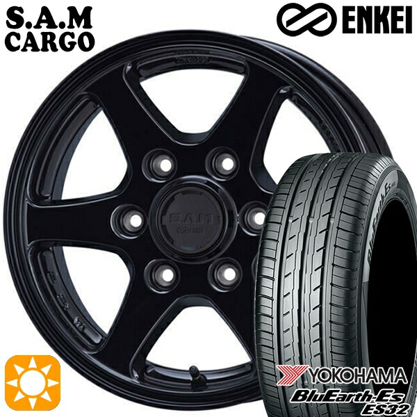 【取付対象】215/60R17 96H ヨコハマ ブルーアース ES32 ENKEI S.A.M カーゴ ブラック 17インチ 6.5J 6H139.7 サマータイヤホイールセット