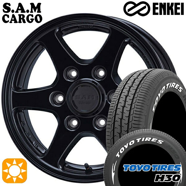 【取付対象】215/60R17 109/107R トーヨー H30 ホワイトレター ENKEI S.A.M カーゴ ブラック 17インチ 6.5J 6H139.7 サマータイヤホイールセット