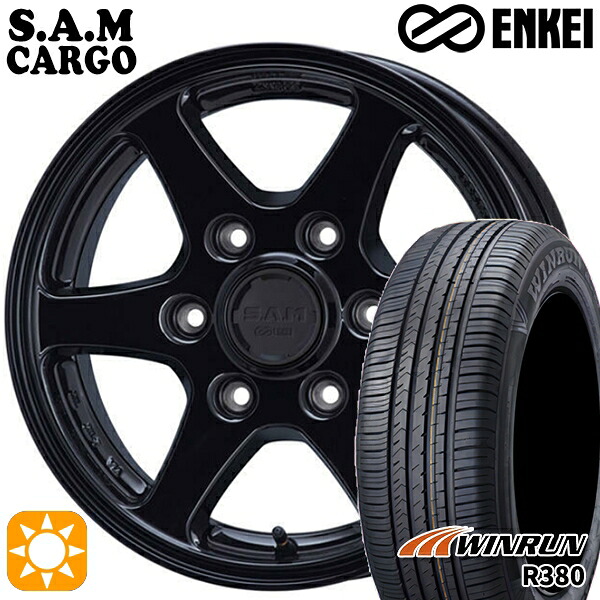 【取付対象】200系ハイエース 215/60R17 96V ウィンラン R380 ENKEI S.A.M カーゴ ブラック 17インチ 6.5J 6H139.7 サマータイヤホイールセット
