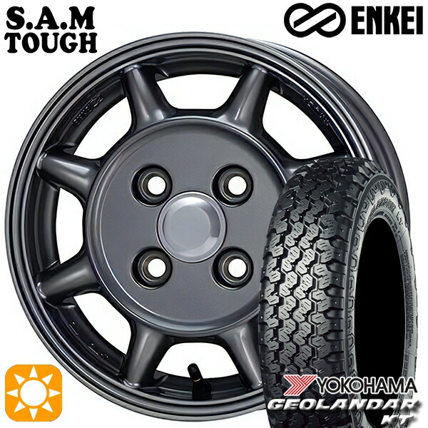 【取付対象】軽トラ 145/80R12 80/78N ヨコハマ ジオランダーKT Y828C ENKEI S.A.M タフ ガンメタリック 12インチ 4.0J 4H100 サマータイヤホイールセット