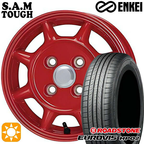 【取付対象】165/65R14 ネクセン ロードストーン ユーロビズ HP02 ENKEI S.A.M タフ レッド 14インチ 4.5J 4H100 サマータイヤホイールセット |エムオートギャラリー