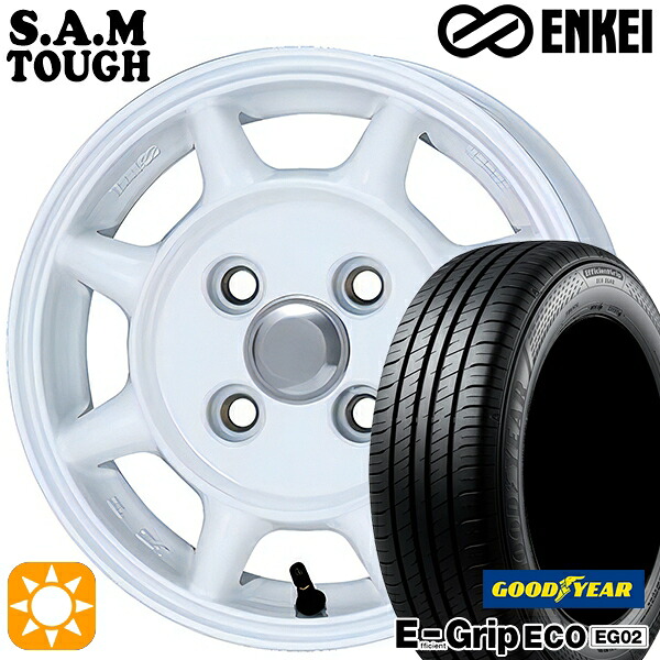 【取付対象】155/65R13 73S グッドイヤー エフィシェントグリップ エコ EG02 ENKEI S.A.M タフ ホワイト 13インチ 4.5J 4H100 サマータイヤホイールセット