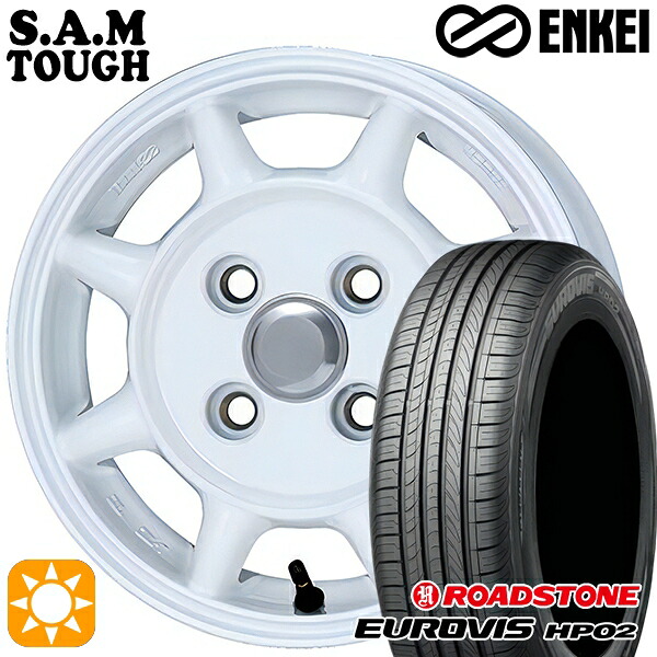 【取付対象】165/65R14 ネクセン ロードストーン ユーロビズ HP02 ENKEI S.A.M タフ ホワイト 14インチ 4.5J 4H100 サマータイヤホイールセット |エムオートギャラリー