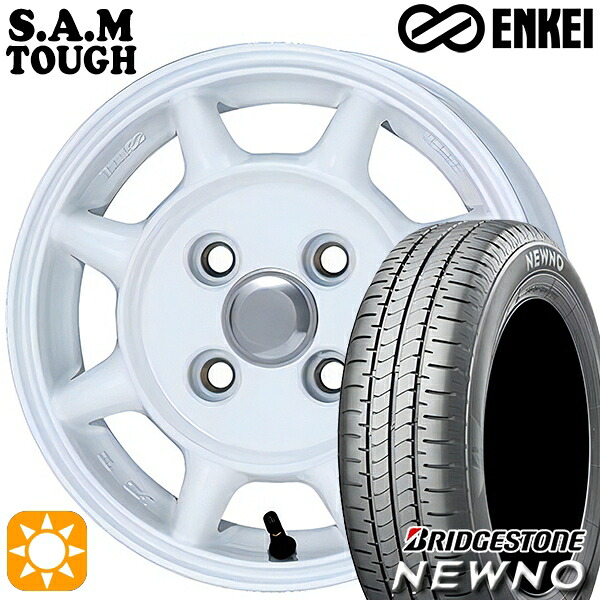 【取付対象】165/60R14 75H ブリヂストン ニューノ ENKEI S.A.M タフ ホワイト 14インチ 4.5J 4H100 サマータイヤホイールセット |エムオートギャラリー