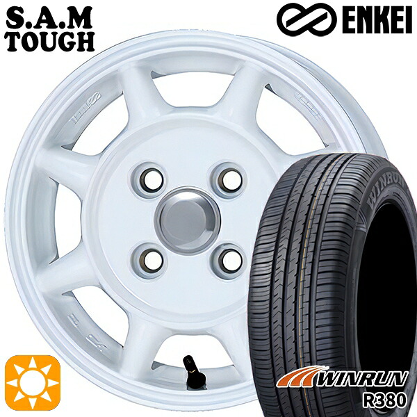 【取付対象】165/65R14 79T ウィンラン R380 ENKEI S.A.M タフ ホワイト 14インチ 4.5J 4H100 サマータイヤホイールセット