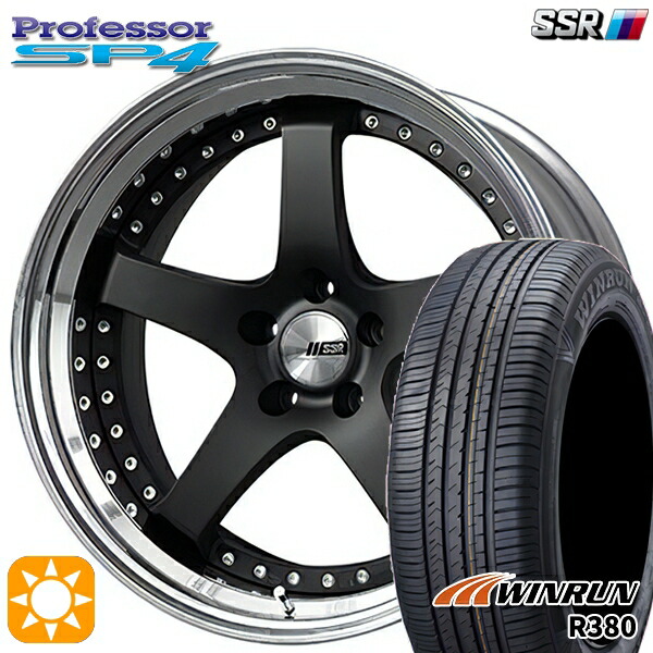 【取付対象】225/60R18 104V XL ウィンラン R380 SSR プロフェッサー SP4 フラットブラック 18インチ 7.0J 5H114.3 新品 サマータイヤホイール 4本セット 送料無料